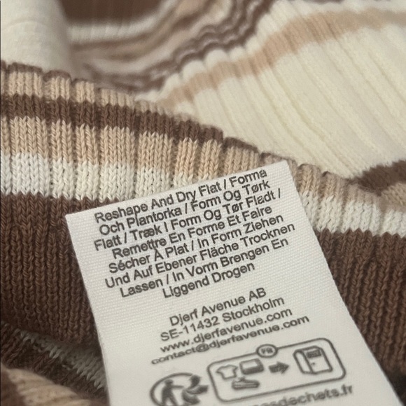 Djerf Avenue Knitted Short Sleeve Cardigan in Brown Stripe NWT Medium - Picture 10 of 10